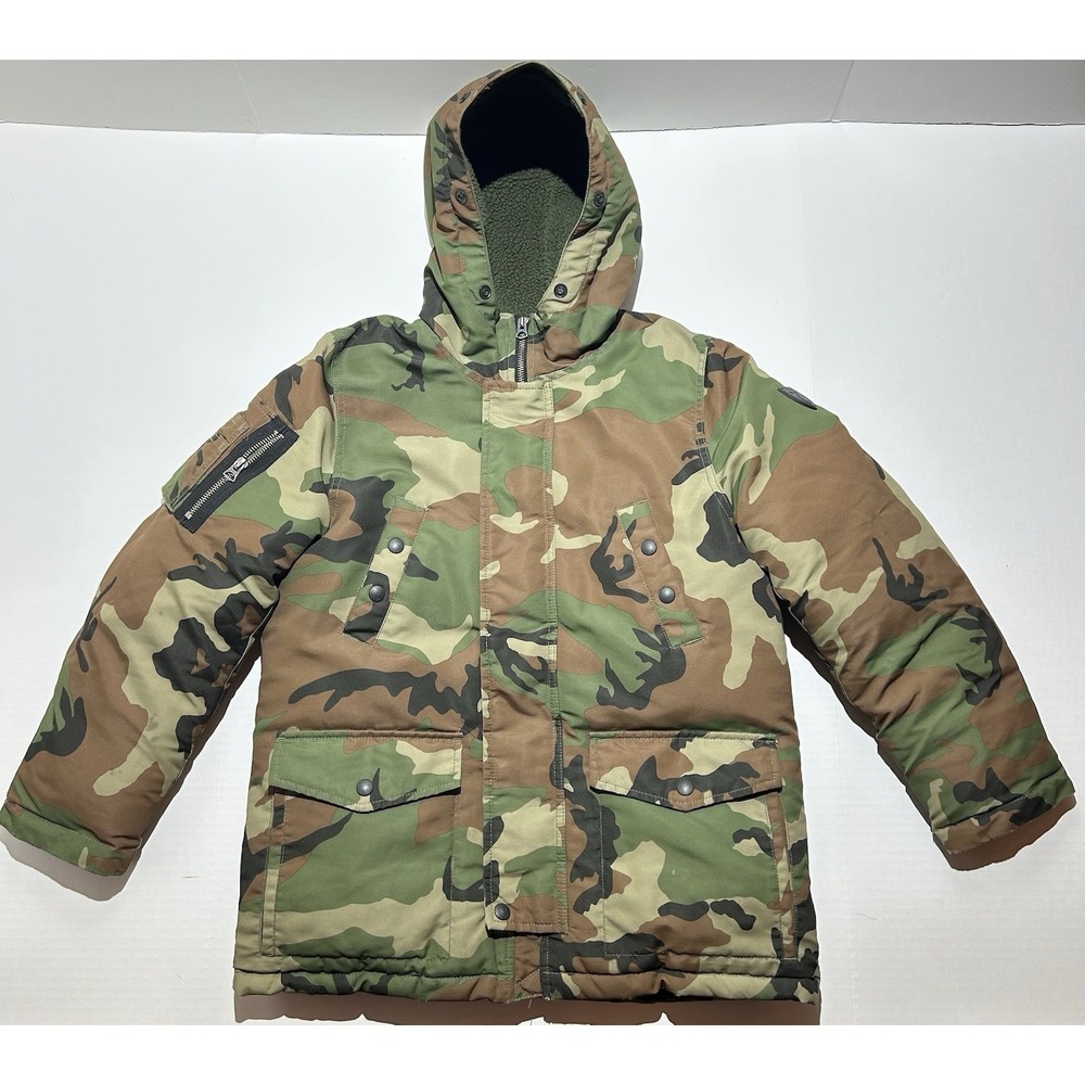 Polo Ralph Lauren Camo Hooded Parka Jacket Missing Fur Boys M (10–12) #154